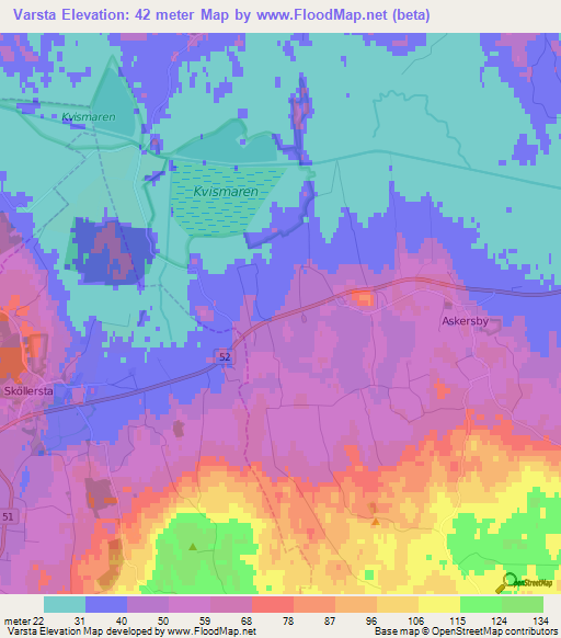 Varsta,Sweden Elevation Map