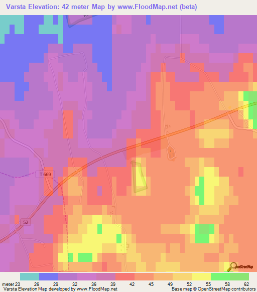 Varsta,Sweden Elevation Map