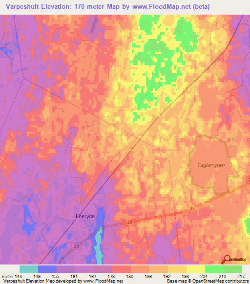 Varpeshult,Sweden Elevation Map