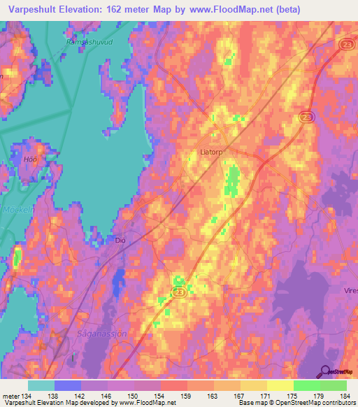 Varpeshult,Sweden Elevation Map