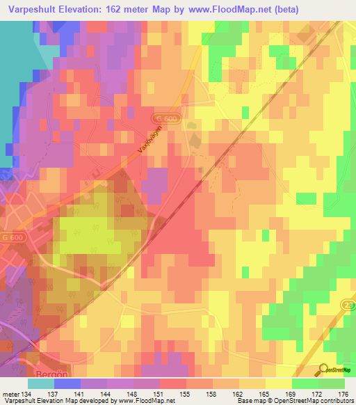 Varpeshult,Sweden Elevation Map