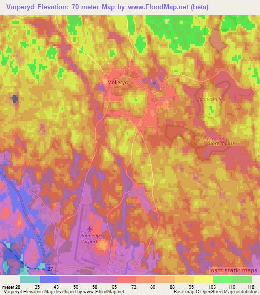 Varperyd,Sweden Elevation Map