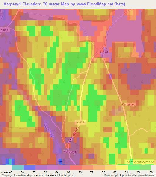 Varperyd,Sweden Elevation Map