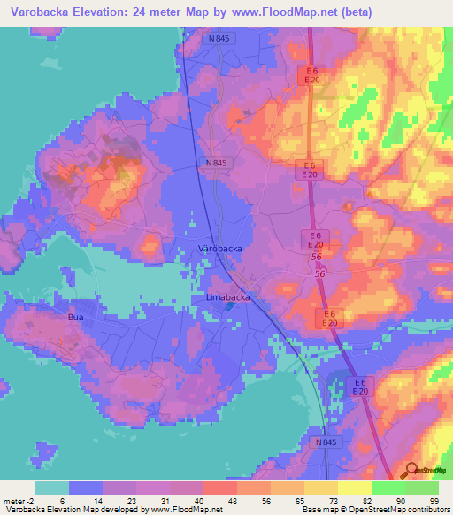 Varobacka,Sweden Elevation Map