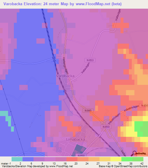 Varobacka,Sweden Elevation Map