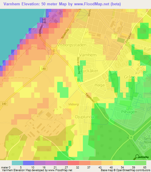 Varnhem,Sweden Elevation Map