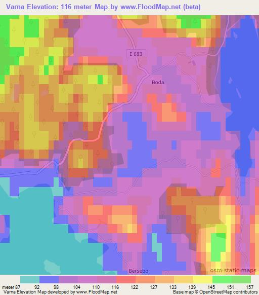 Varna,Sweden Elevation Map