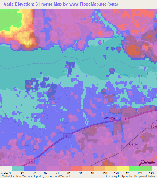 Varla,Sweden Elevation Map