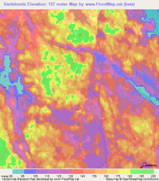 Vardslunda,Sweden Elevation Map