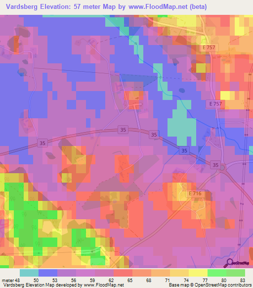 Vardsberg,Sweden Elevation Map