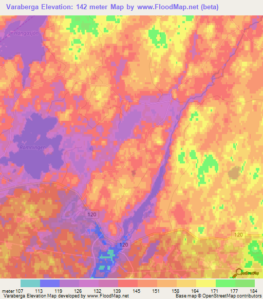 Varaberga,Sweden Elevation Map