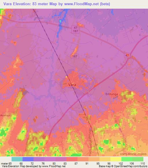 Vara,Sweden Elevation Map