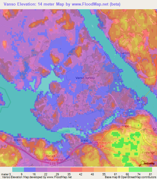 Vanso,Sweden Elevation Map