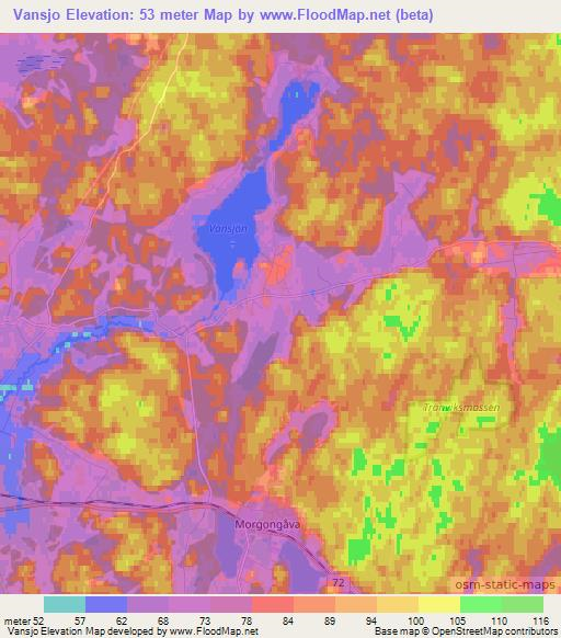 Vansjo,Sweden Elevation Map