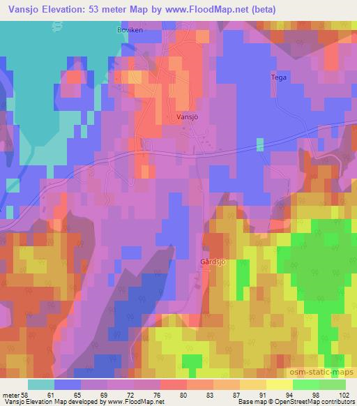 Vansjo,Sweden Elevation Map