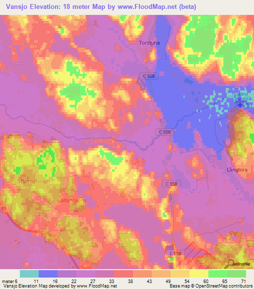 Vansjo,Sweden Elevation Map