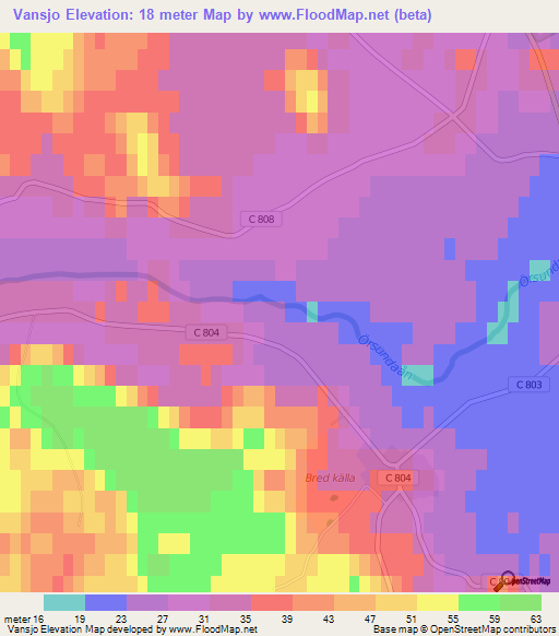 Vansjo,Sweden Elevation Map