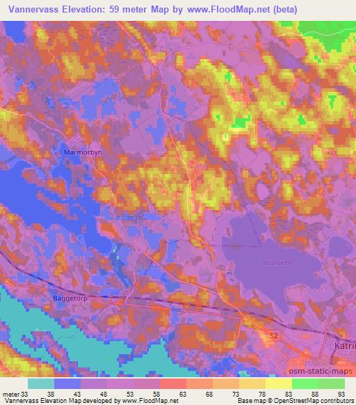 Vannervass,Sweden Elevation Map