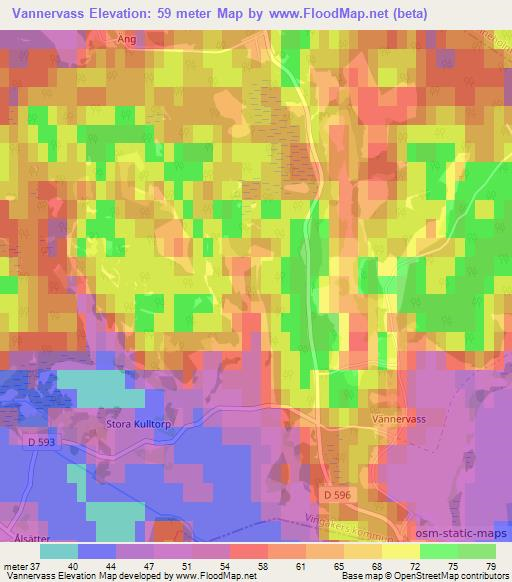 Vannervass,Sweden Elevation Map