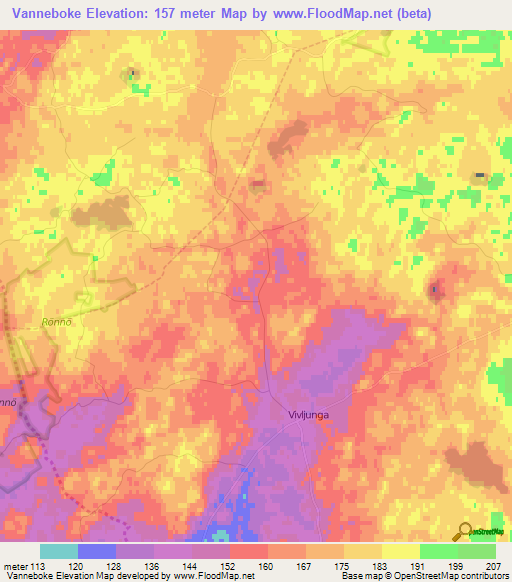 Vanneboke,Sweden Elevation Map