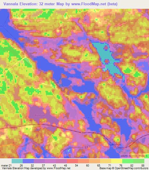 Vannala,Sweden Elevation Map