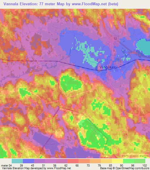 Vannala,Sweden Elevation Map