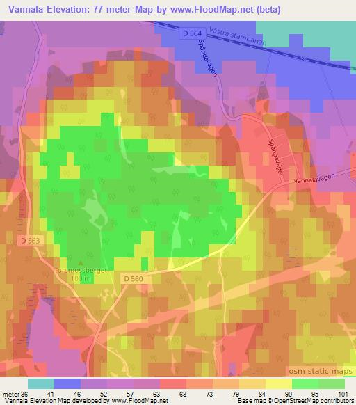 Vannala,Sweden Elevation Map