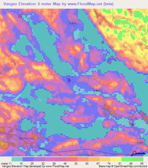 Vangso,Sweden Elevation Map