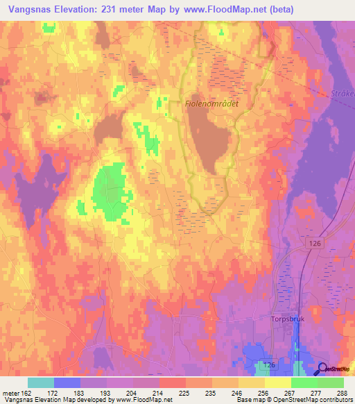 Vangsnas,Sweden Elevation Map