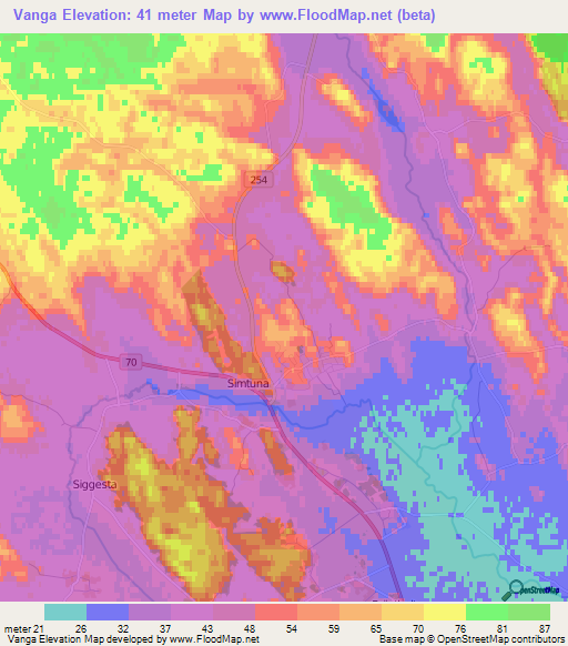 Vanga,Sweden Elevation Map