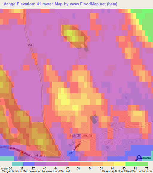 Vanga,Sweden Elevation Map