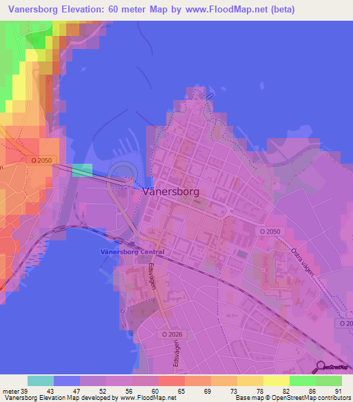 Vanersborg,Sweden Elevation Map