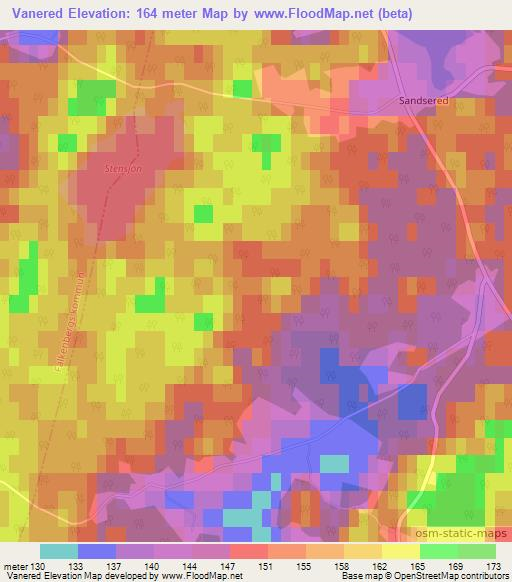 Vanered,Sweden Elevation Map