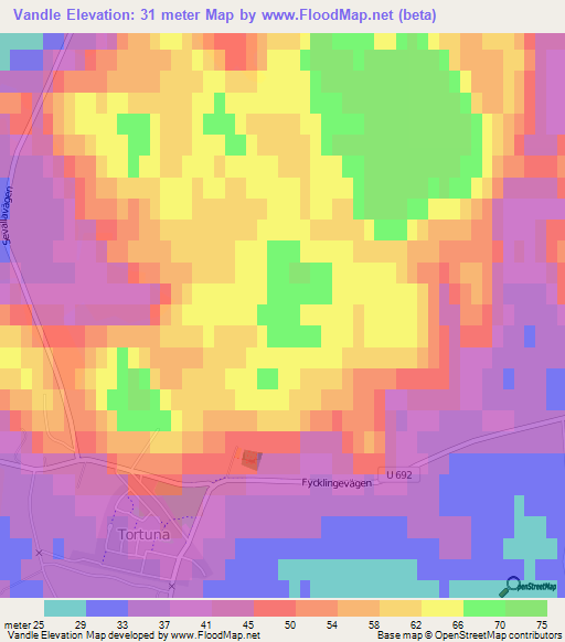 Vandle,Sweden Elevation Map