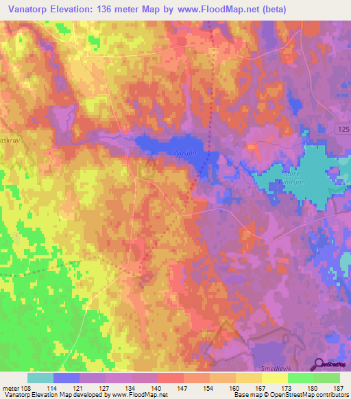 Vanatorp,Sweden Elevation Map