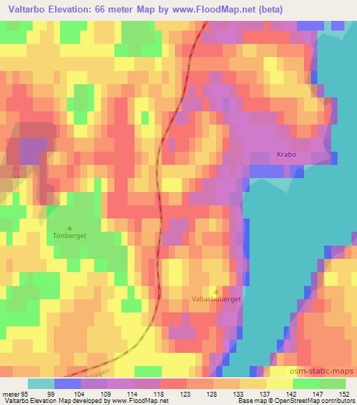 Valtarbo,Sweden Elevation Map