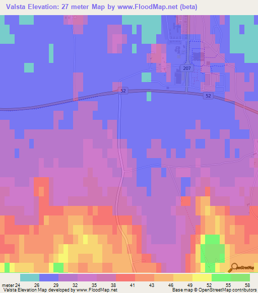 Valsta,Sweden Elevation Map