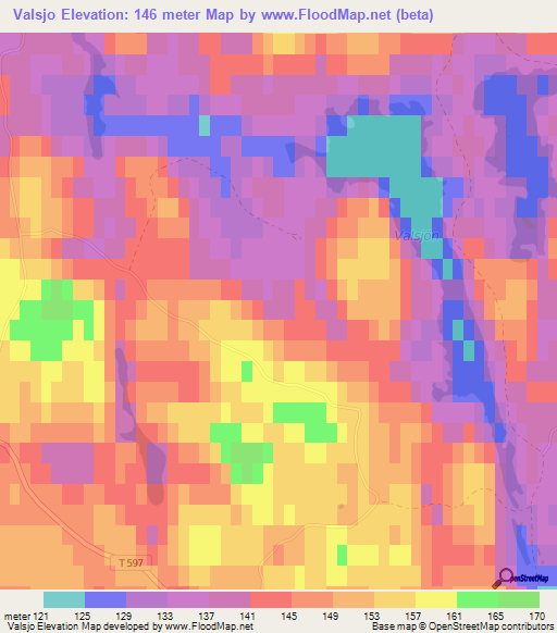 Valsjo,Sweden Elevation Map