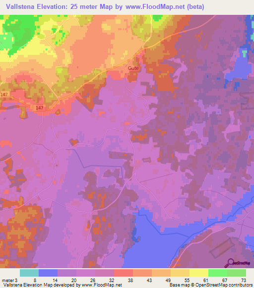 Vallstena,Sweden Elevation Map