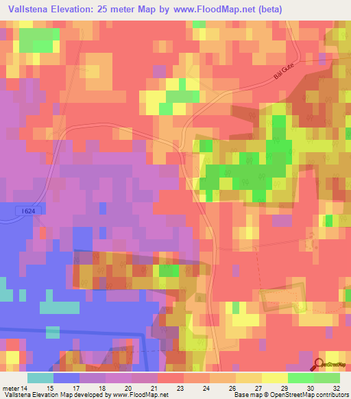 Vallstena,Sweden Elevation Map