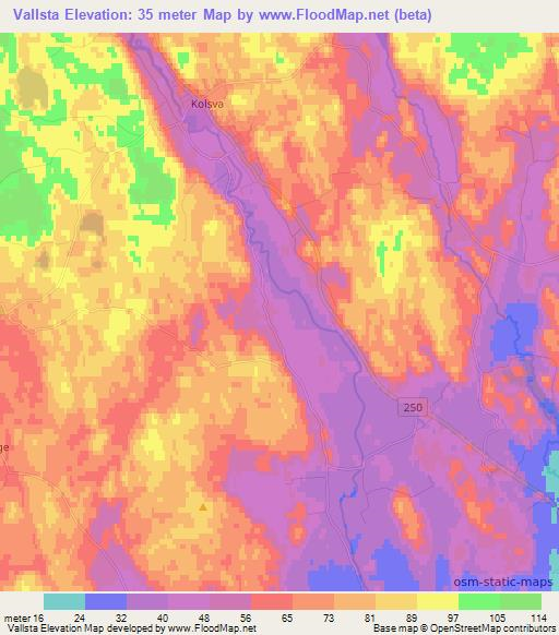 Vallsta,Sweden Elevation Map