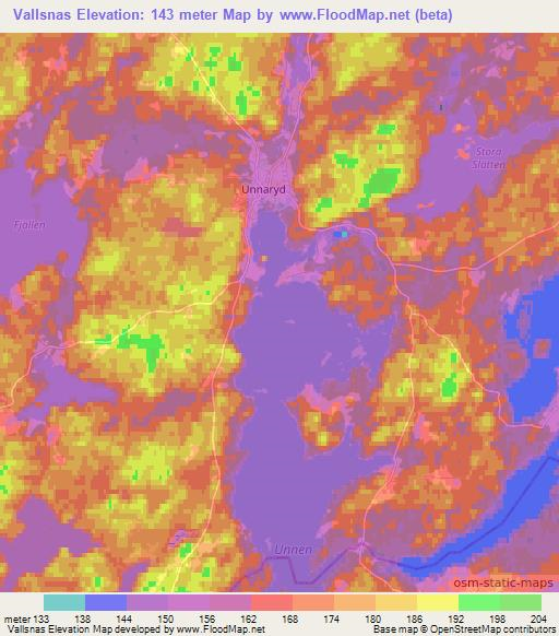 Vallsnas,Sweden Elevation Map