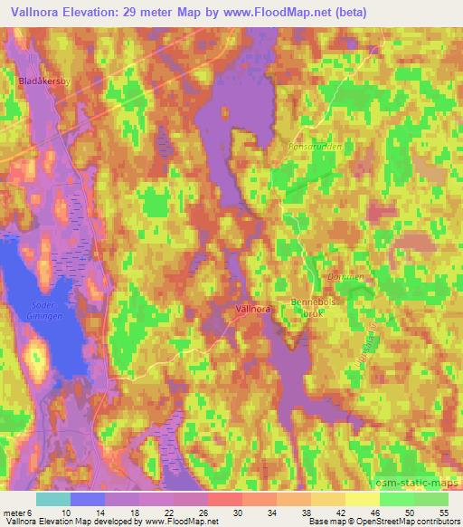 Vallnora,Sweden Elevation Map