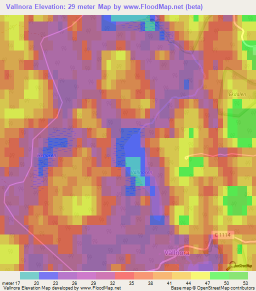 Vallnora,Sweden Elevation Map