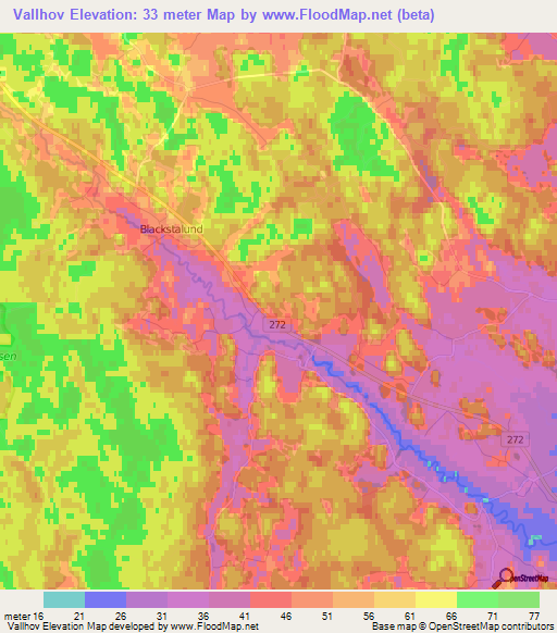 Vallhov,Sweden Elevation Map