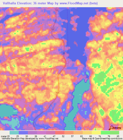 Vallhalla,Sweden Elevation Map