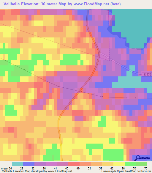 Vallhalla,Sweden Elevation Map