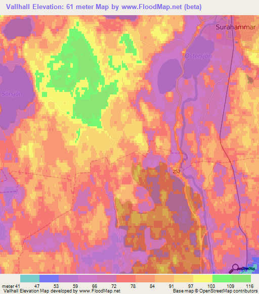 Vallhall,Sweden Elevation Map