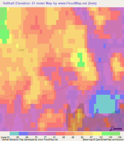 Vallhall,Sweden Elevation Map