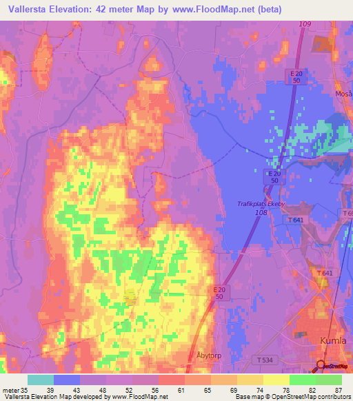 Vallersta,Sweden Elevation Map